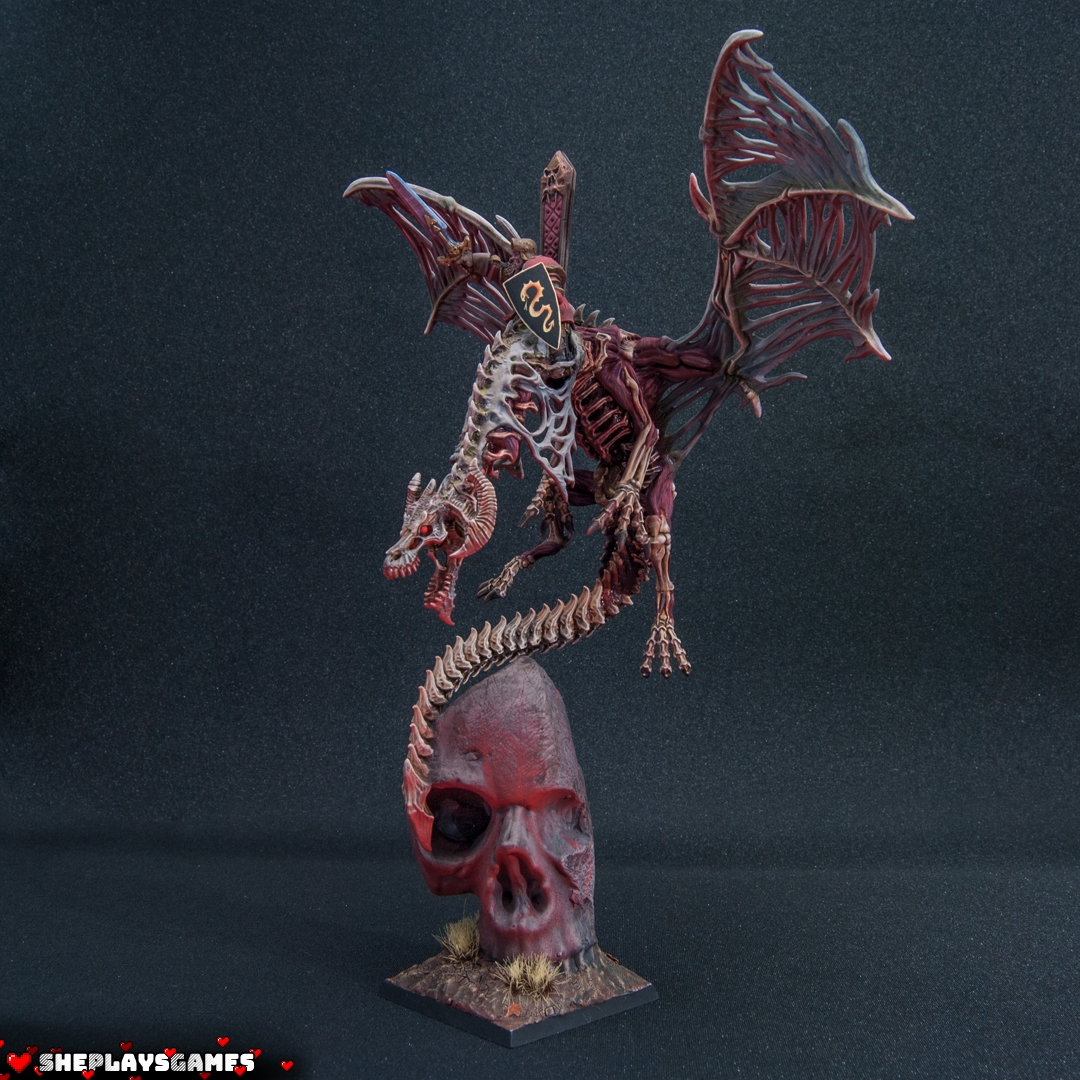 A studio photo of Vampire Lord on Zombie Dragon for Warhammer
