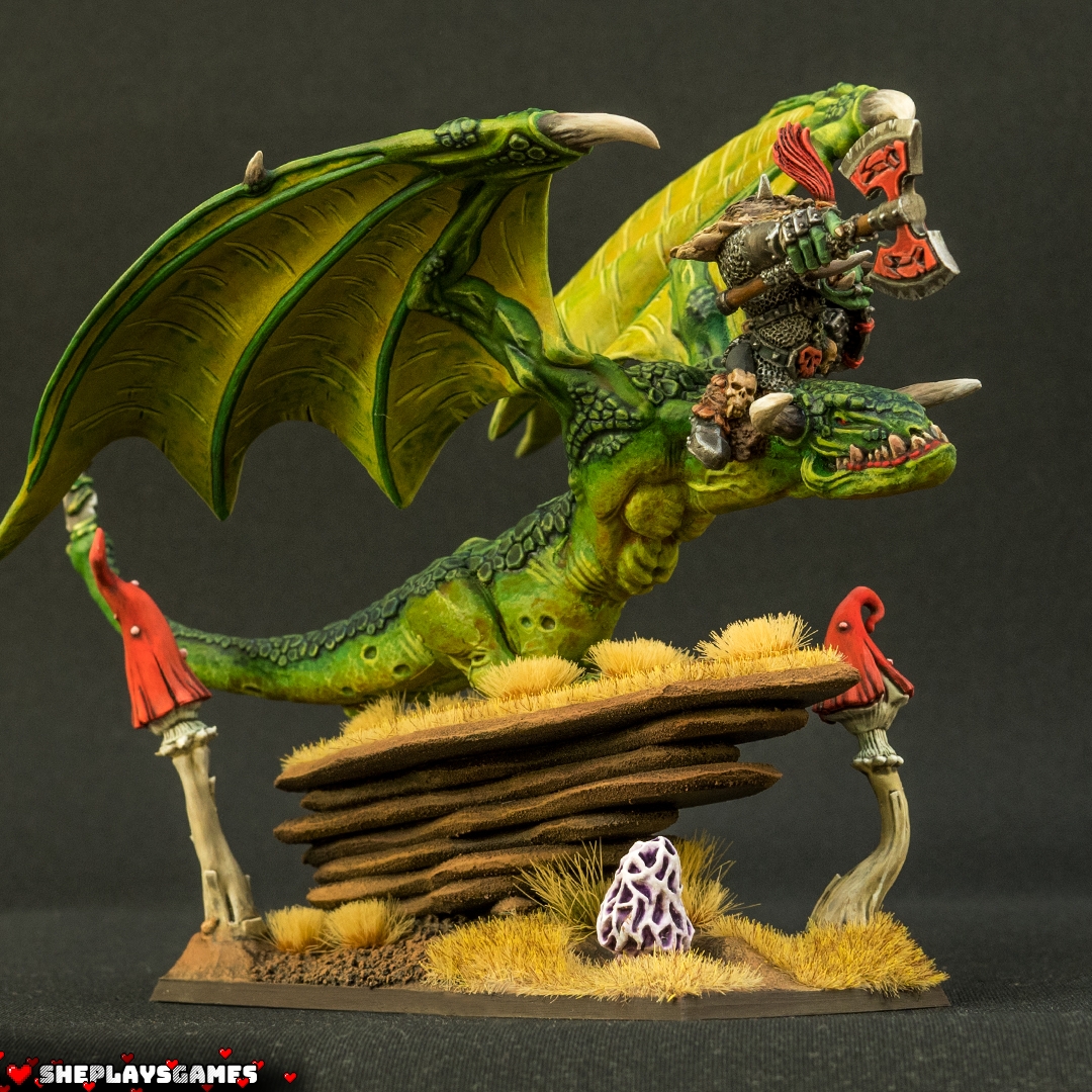 Orcs and Goblins | Orc Boss on Wyvern | Warhammer Fantasy | Greenskinz | Oldhammer Miniatures | Warhammer The Old World