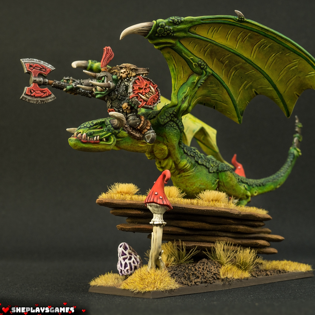 Orcs and Goblins | Orc Boss on Wyvern | Warhammer Fantasy | Greenskinz | Oldhammer Miniatures | Warhammer The Old World